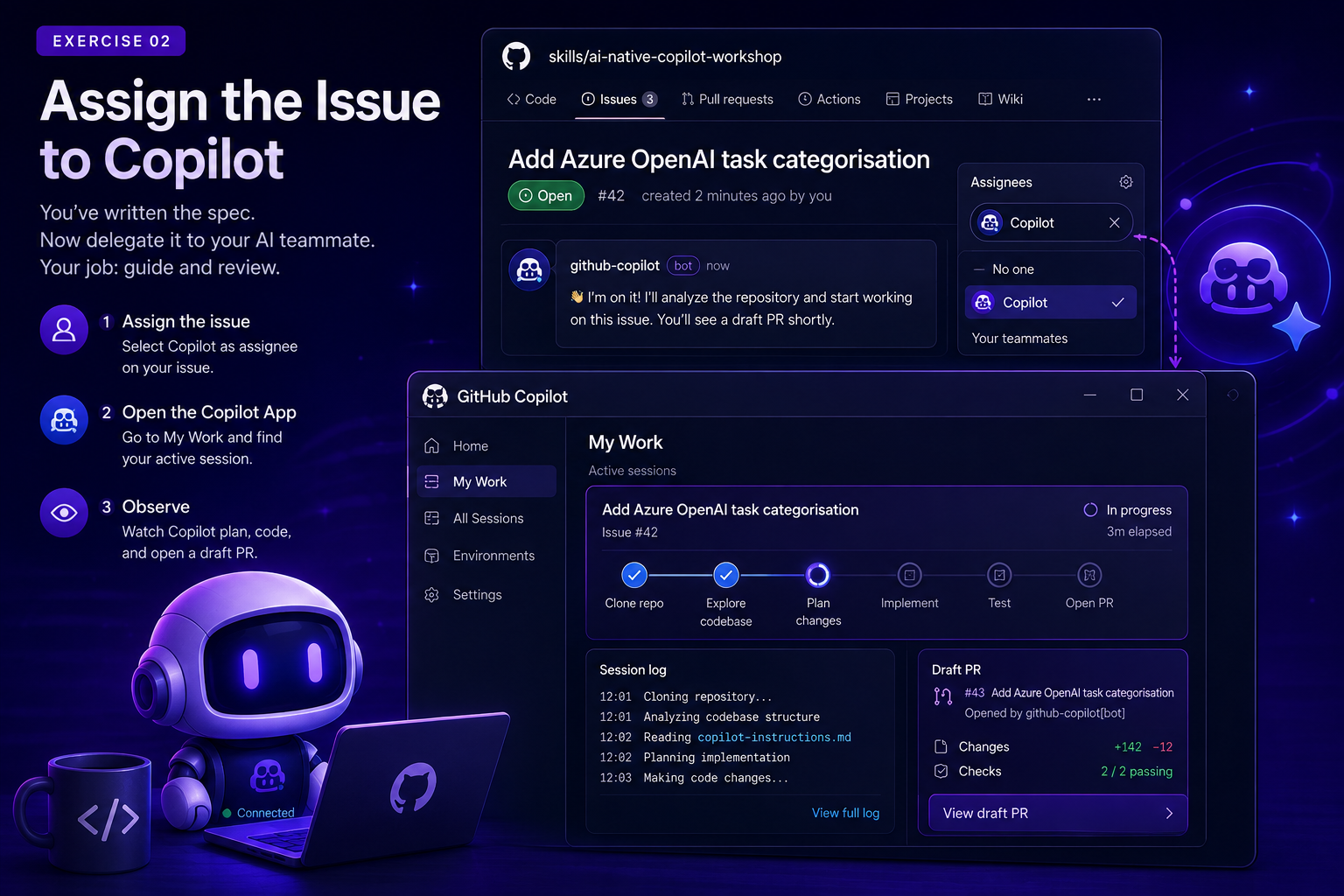 Chapter 2 thumbnail - assigning an issue to Copilot in a secure sandbox