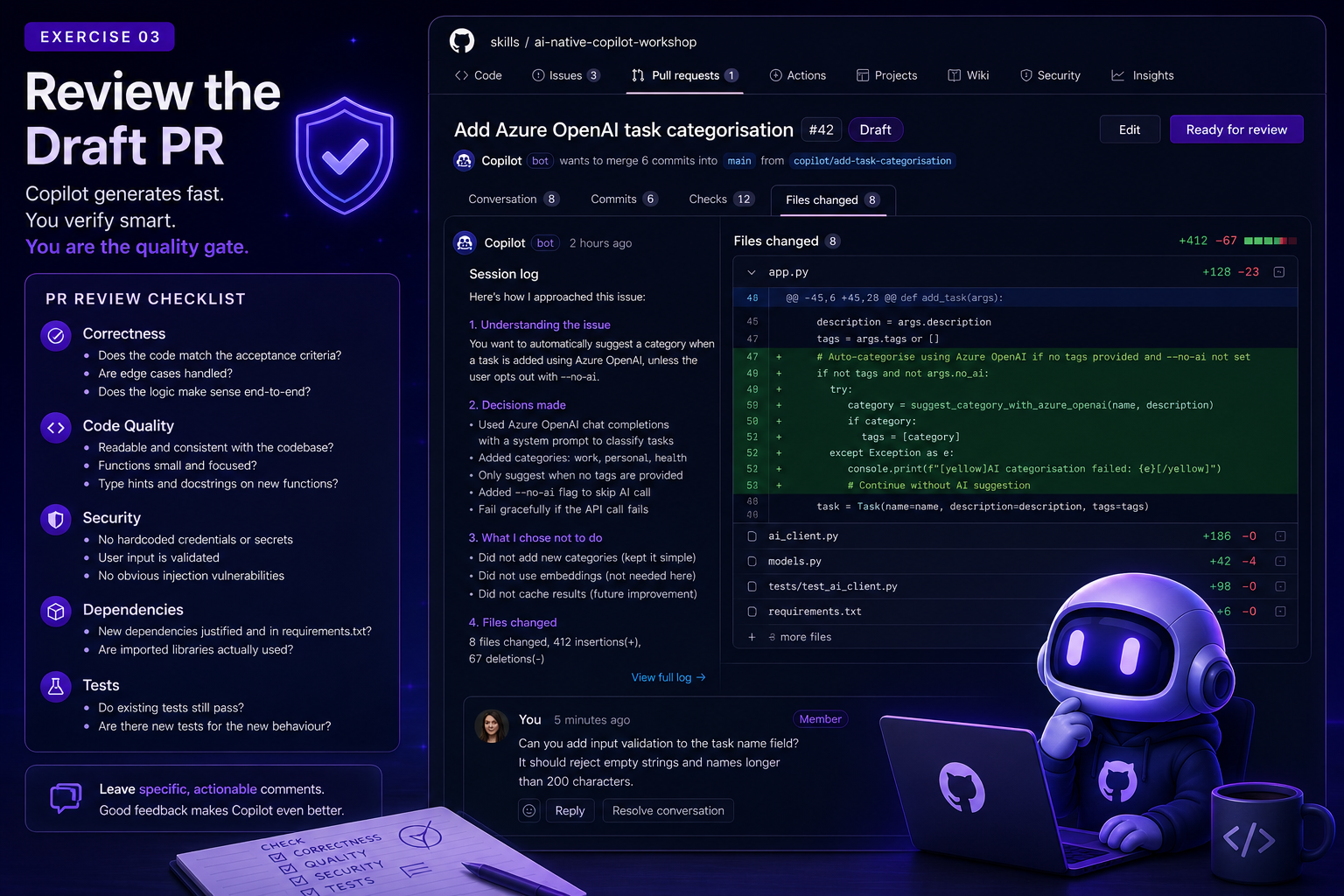 Chapter 3 thumbnail - pull request review with checklist focus
