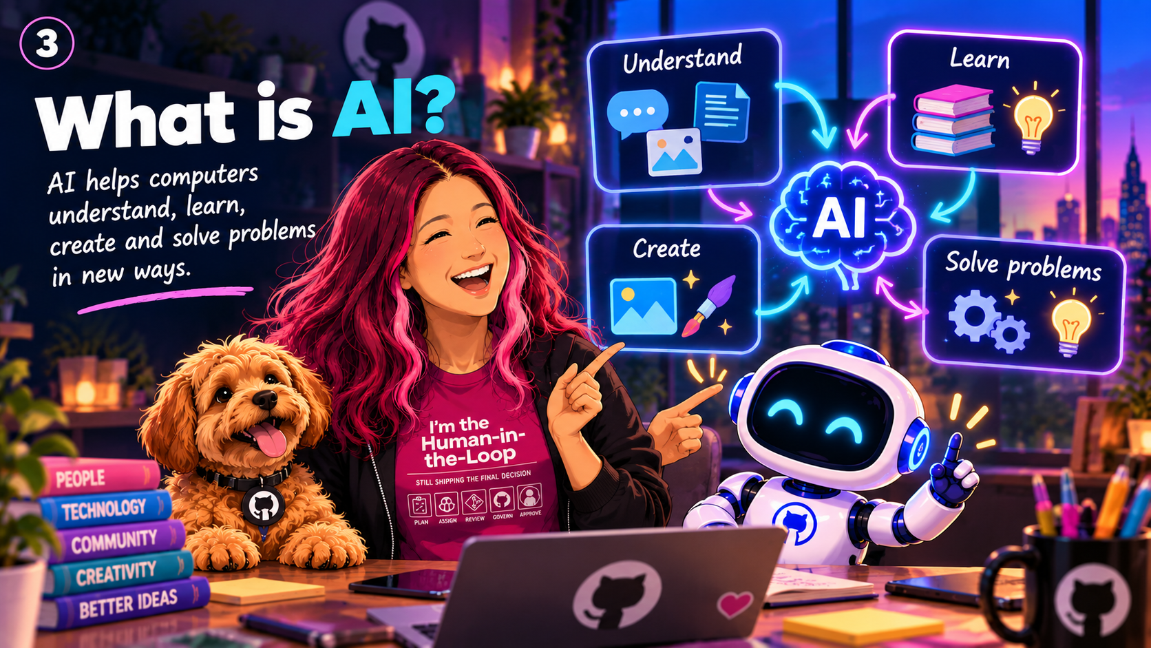 Illustration introducing the question what is AI